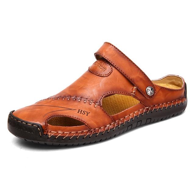 Classic Mens Sandals Summer Genuine Leather Male Beach Sandals