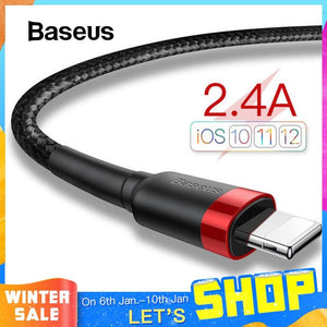 Baseus USB Cable for iPhone 11 XR Xs Max 2.4A Fast Charging Cable 3M USB Data Charger Cable for iPhone X 8 7 Plus Charge Wire