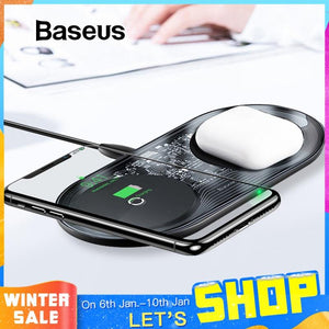 Baseus 15W Dual Wireless Charger for iPhone 11 Pro Max X XS Max XR Visible Wireless Charging Pad for Samsung Galaxy Note 10 Plus