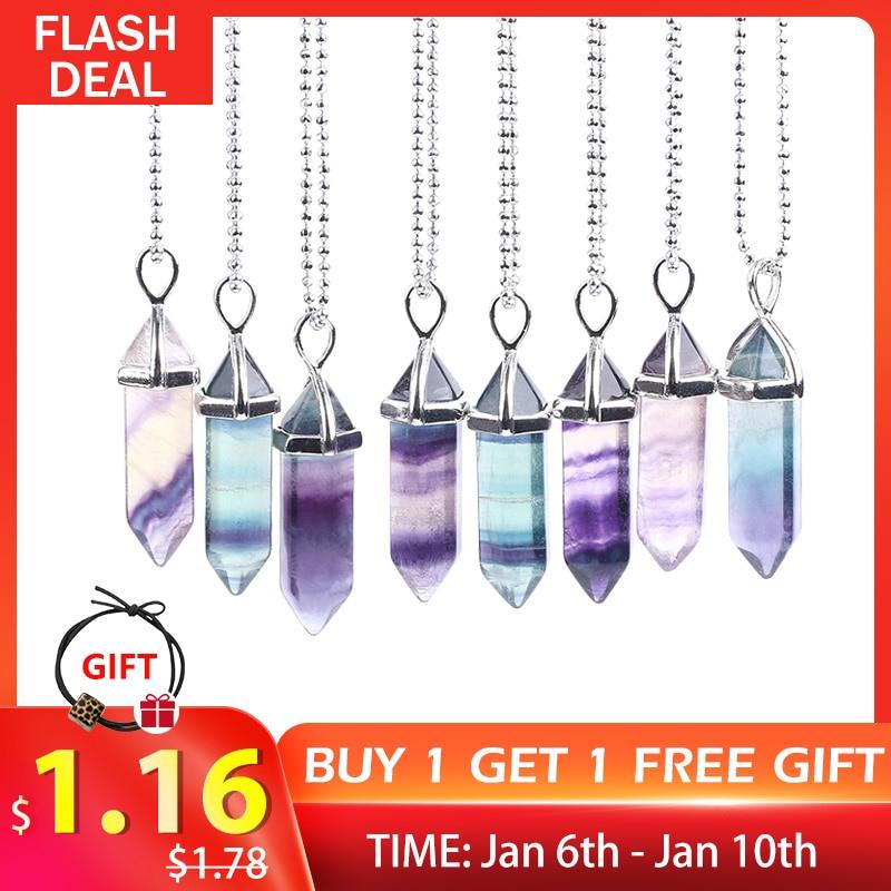 Fluorite Necklaces Crystal Pendants Suspension Natural Gem Stone