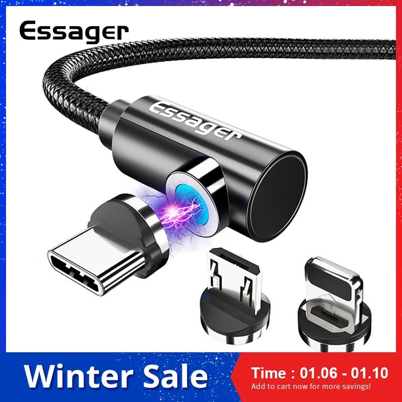 Essager Magnetic Charger Micro USB Cable for iPhone Samsung Android Mobile Phone Fast Charging Wire Cord Magnet USB Type C Cable