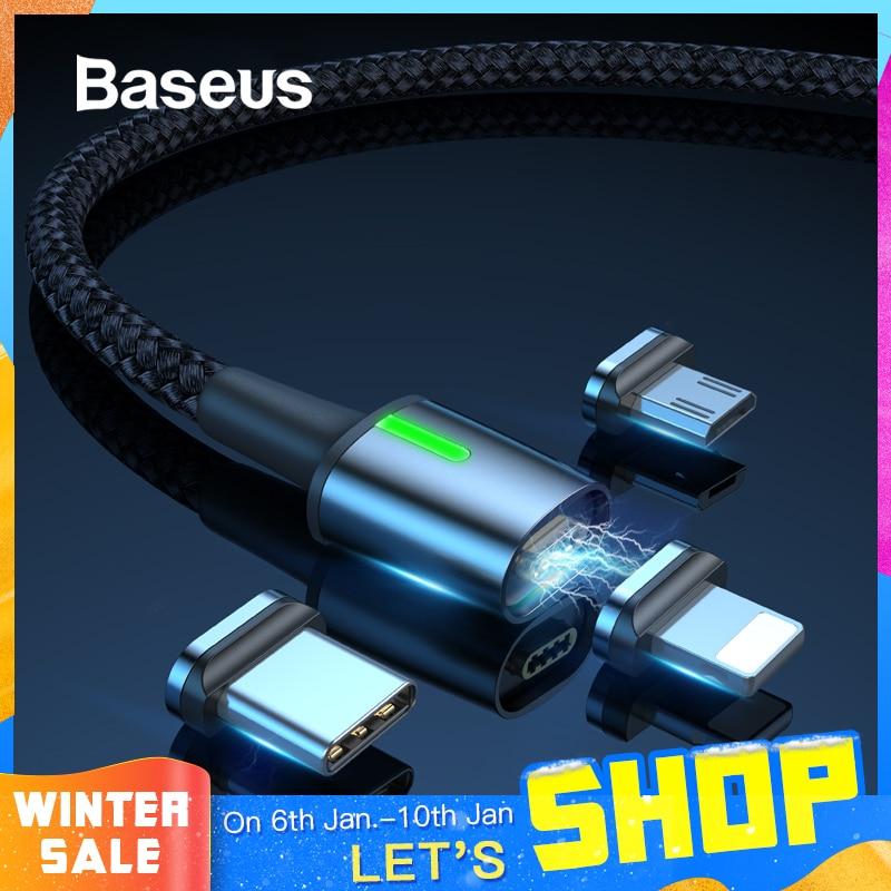 Baseus Magnetic Charge USB Cable for iPhone XR Xs Max Fast Charger Samsung S10 Huawei P30 USB Type C Cable LED Micro USB Cable