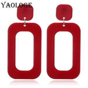 YAOLOGE Trendy Acrylic Square Geometric Earring