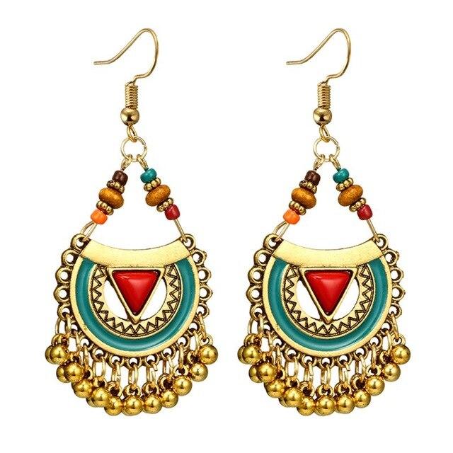 Traditional Chandbali Kundan Jhumka Jhumki Beaded Jingle Bell Earrings For Women