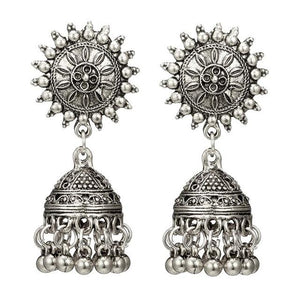 Traditional Gold Sliver Chandbali Kundan Jhumka Jhumki Drop Earrings for women W2952001