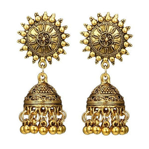 Traditional Gold Sliver Chandbali Kundan Jhumka Jhumki Drop Earrings for women W2952001