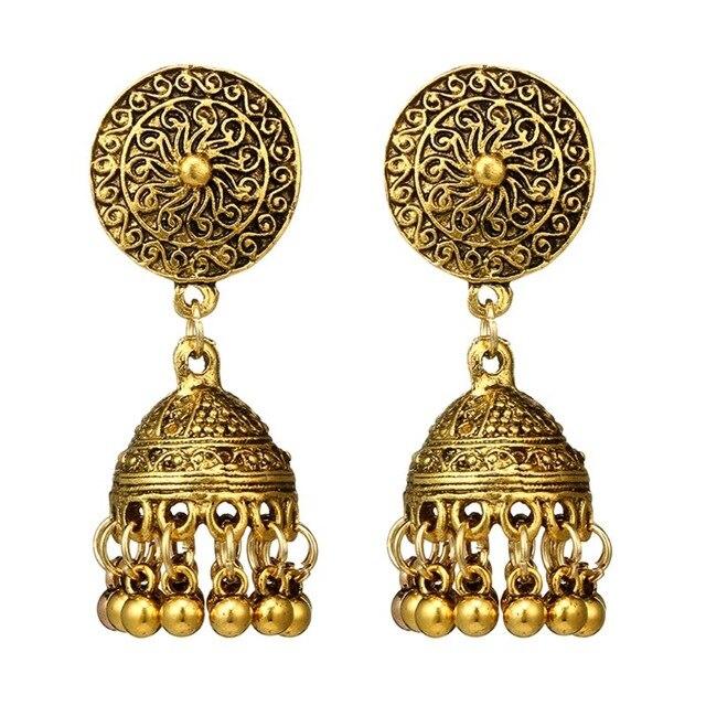 Traditional Gold Sliver Chandbali Kundan Jhumka Jhumki Drop Earrings for women W2952001