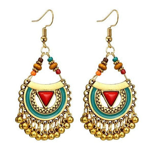 Traditional Chandbali Kundan Jhumka Jhumki Beaded Jingle Bell Earrings For Women