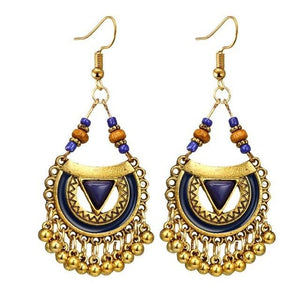 Traditional Chandbali Kundan Jhumka Jhumki Beaded Jingle Bell Earrings For Women