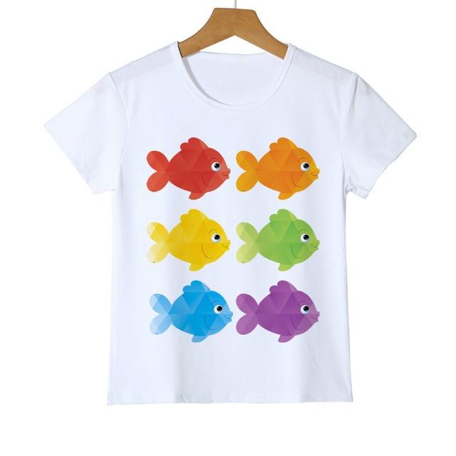 Colorful fish print kids t-shirt Baby Newborn Tops Tees Fish T Shirt