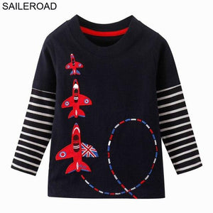 SAILEROAD Tractors Embroidery Boys Long Sleeve T Shirts