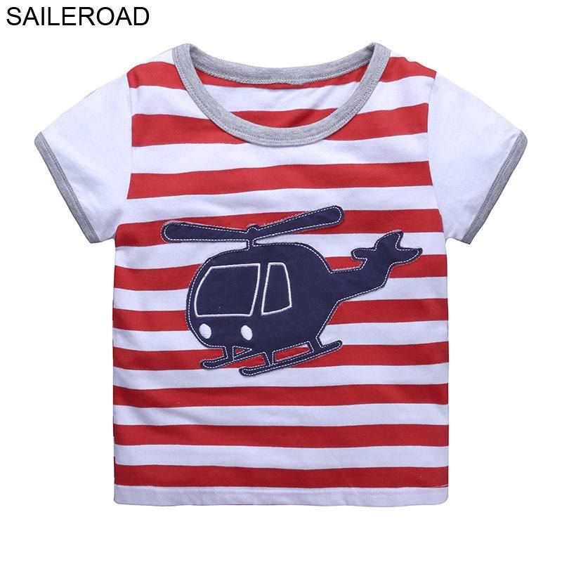 SAILEROAD Helicopter Embroidery Boys Tops Clothing