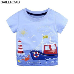 SAILEROAD Helicopter Embroidery Boys Tops Clothing