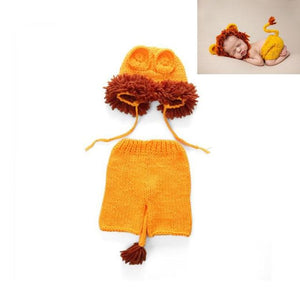 Newborn Baby Photography Props girl Boy Animal Pants Knit Hat Set