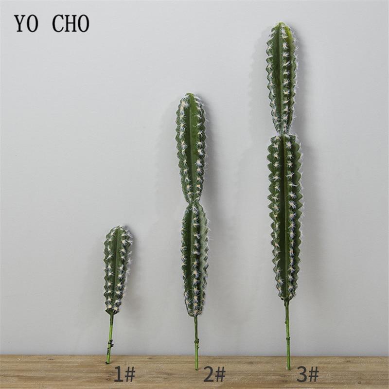 YO CHO 1PC Green Artificial Cactus Succulent Plants Fake Flowers Balls Artificial Cactus Column For Home Party False Decoration