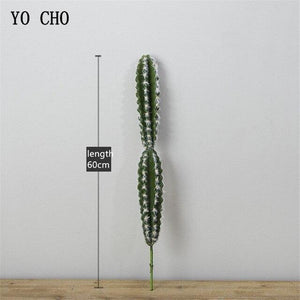 YO CHO 1PC Green Artificial Cactus Succulent Plants Fake Flowers Balls Artificial Cactus Column For Home Party False Decoration