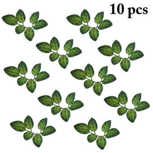 10PCS Artificial Leaves Wedding Home Decoration Rose Leaves DIY Cut And Paste Craft False Flowers Artificial Plants