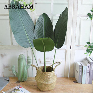 98cm 3pcs Plastic Palm Leaves Tropical Big Artificial Banana Tree Branch Green False Plants Fake Palm Leaf For Home Office Decor