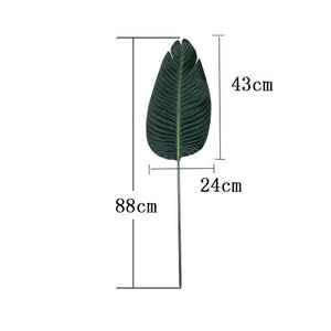 98cm 3pcs Plastic Palm Leaves Tropical Big Artificial Banana Tree Branch Green False Plants Fake Palm Leaf For Home Office Decor