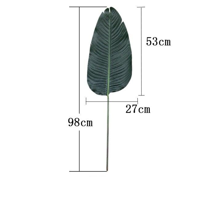 98cm 3pcs Plastic Palm Leaves Tropical Big Artificial Banana Tree Branch Green False Plants Fake Palm Leaf For Home Office Decor