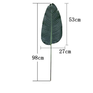 98cm 3pcs Plastic Palm Leaves Tropical Big Artificial Banana Tree Branch Green False Plants Fake Palm Leaf For Home Office Decor