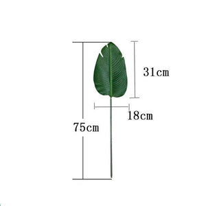 98cm 3pcs Plastic Palm Leaves Tropical Big Artificial Banana Tree Branch Green False Plants Fake Palm Leaf For Home Office Decor