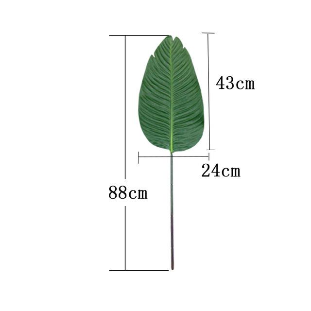 98cm 3pcs Plastic Palm Leaves Tropical Big Artificial Banana Tree Branch Green False Plants Fake Palm Leaf For Home Office Decor