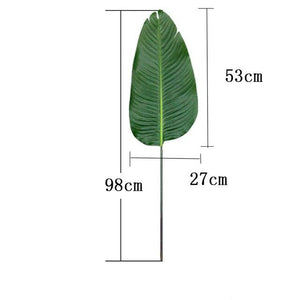 98cm 3pcs Plastic Palm Leaves Tropical Big Artificial Banana Tree Branch Green False Plants Fake Palm Leaf For Home Office Decor