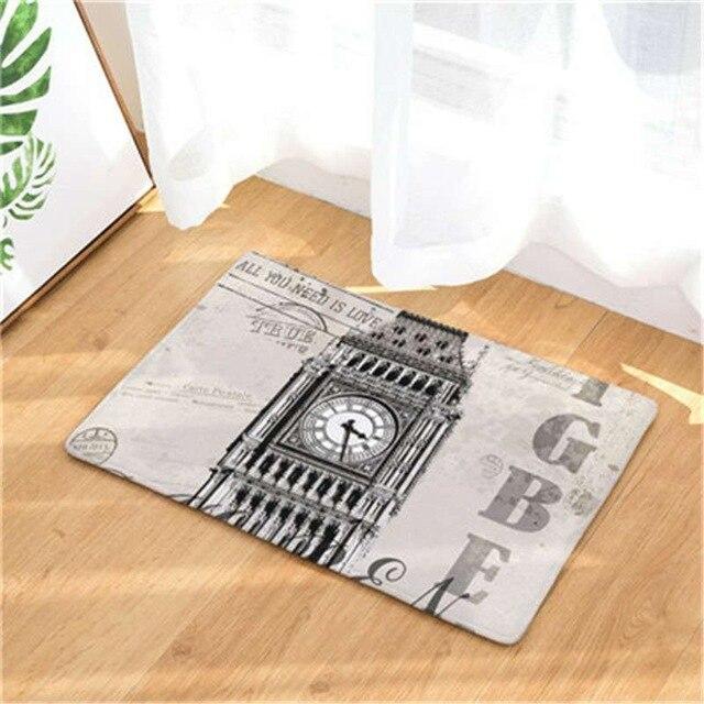 CAMMITEVER London Big Ben Double-decker Bus Bridge Paris Towel Welcome Home Doormat Rug Entrance Floor Funny Door Bathroom Mat