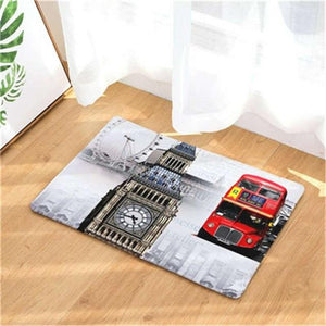 CAMMITEVER London Big Ben Double-decker Bus Bridge Paris Towel Welcome Home Doormat Rug Entrance Floor Funny Door Bathroom Mat