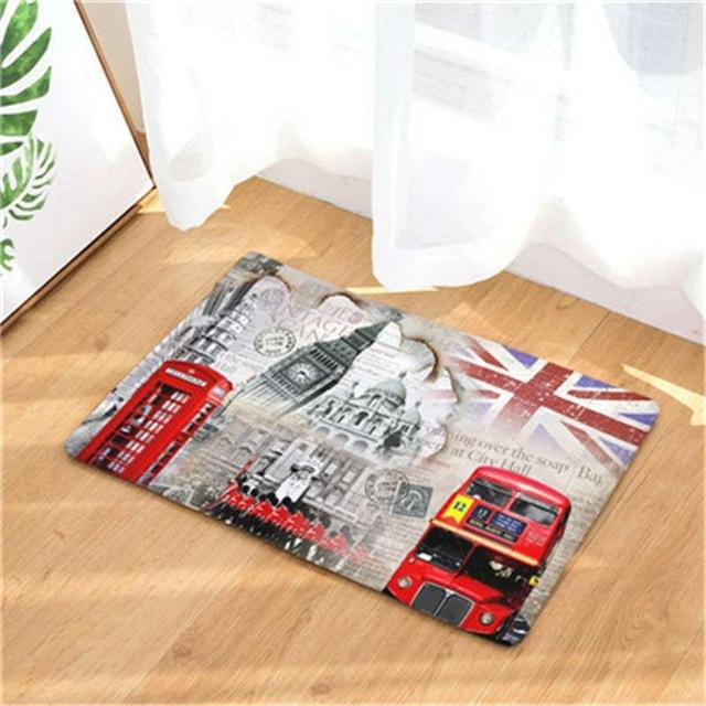 CAMMITEVER London Big Ben Double-decker Bus Bridge Paris Towel Welcome Home Doormat Rug Entrance Floor Funny Door Bathroom Mat