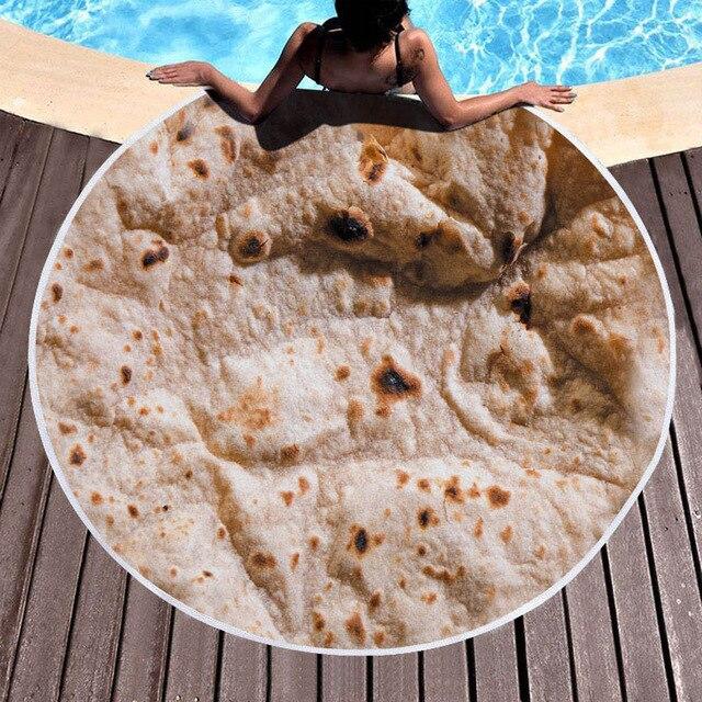 Custom Rug Seductive Onion Cake Chicken Roll Tomato Round Oversized Microfiber Red Beach Mat Seaside Pool Decoration Floor Mat