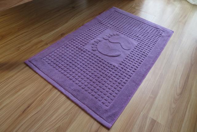 LYN&GY New 100% Cotton Footprint Hotel Floor Mat Bathroom Towels Absorbent Non-slip Carpets Step Foot Pad Kitchen Rugs 75x45cm