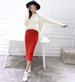 2016 Summer skirts Sexy Chic Pencil Skirts Women Skirt Wool Rib Knit Long Skirt Package Hip Split Waist midi skirt maxi A919