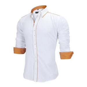 Slim Fit Male Shirt Solid Long Sleeve British Style Cotton Men's Shirt