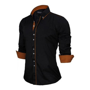 Slim Fit Male Shirt Solid Long Sleeve British Style Cotton Men's Shirt