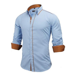 Slim Fit Male Shirt Solid Long Sleeve British Style Cotton Men's Shirt