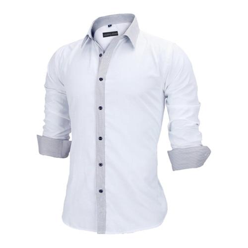 Slim Fit Male Shirt Solid Long Sleeve British Style Cotton Men's Shirt