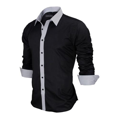 Slim Fit Male Shirt Solid Long Sleeve British Style Cotton Men's Shirt