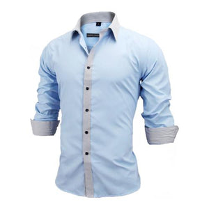 Slim Fit Male Shirt Solid Long Sleeve British Style Cotton Men's Shirt