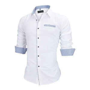 Slim Fit Male Shirt Solid Long Sleeve British Style Cotton Men's Shirt