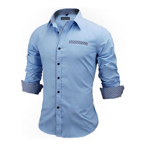 Slim Fit Male Shirt Solid Long Sleeve British Style Cotton Men's Shirt