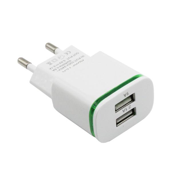 5V 2A EU Plug LED Light 2 USB Adapter Mobile Phone Wall Charger Device Micro Data Charging For iPhone 5 6 iPad Samsung