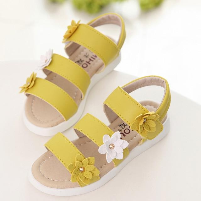 Summer Style Children Sandals Girls Princess Beautiful Flower Shoes