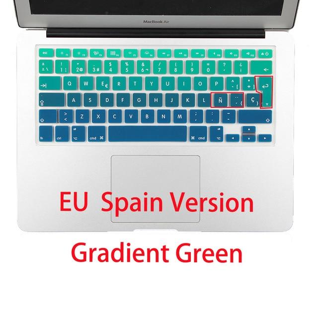 EU/UK layout Gradient Colors Spain Russia Keyboard Cover Silicone Sticker Skin for MacBook Pro 13" 15" Retina Mac Air 13 A1466