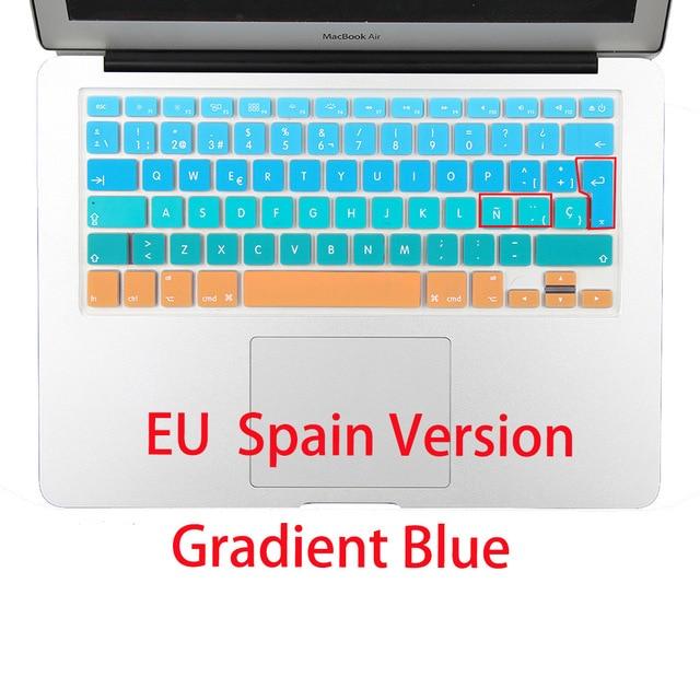 EU/UK layout Gradient Colors Spain Russia Keyboard Cover Silicone Sticker Skin for MacBook Pro 13" 15" Retina Mac Air 13 A1466