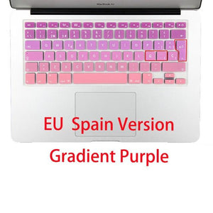 EU/UK layout Gradient Colors Spain Russia Keyboard Cover Silicone Sticker Skin for MacBook Pro 13" 15" Retina Mac Air 13 A1466