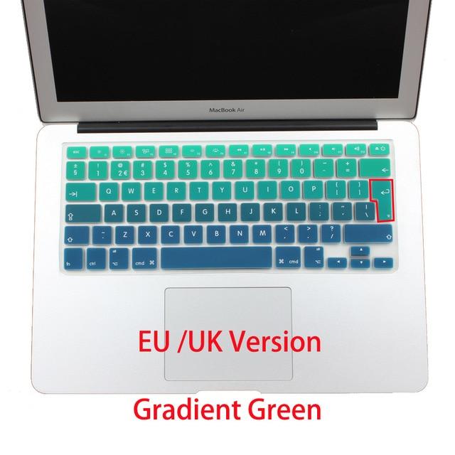 EU/UK layout Gradient Colors Spain Russia Keyboard Cover Silicone Sticker Skin for MacBook Pro 13" 15" Retina Mac Air 13 A1466