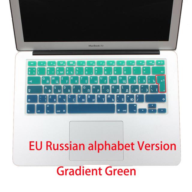 EU/UK layout Gradient Colors Spain Russia Keyboard Cover Silicone Sticker Skin for MacBook Pro 13" 15" Retina Mac Air 13 A1466