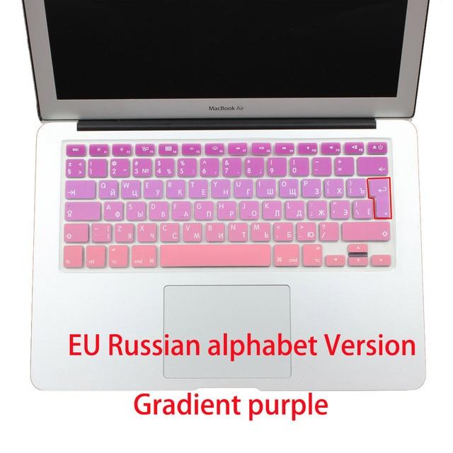 EU/UK layout Gradient Colors Spain Russia Keyboard Cover Silicone Sticker Skin for MacBook Pro 13" 15" Retina Mac Air 13 A1466